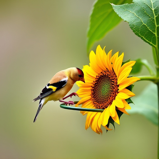 Goldfinch feeding on sunflower heart feeder