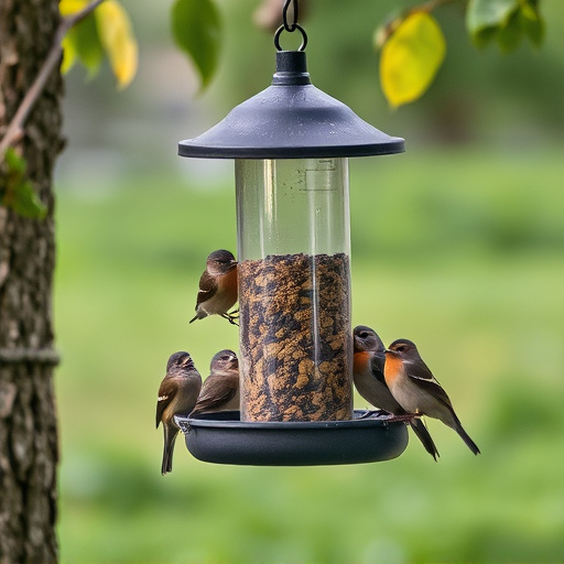 Ground feeder under tree with mixed birds