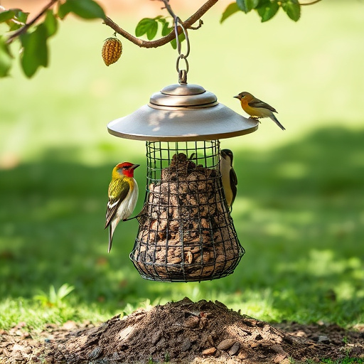 Ground feeder under tree with mixed birds