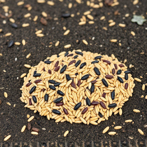 Ground feeder with mixed birdseed pile