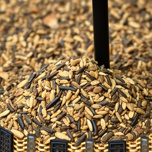 Ground feeder with mixed birdseed pile
