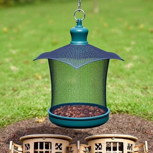 Ground feeder with protective mesh cover