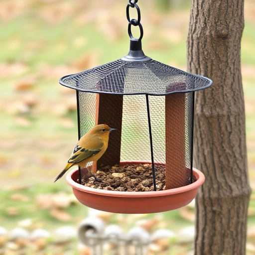 Ground feeder with protective mesh cover