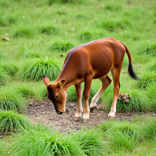 Ground-level feeder surrounded by grass