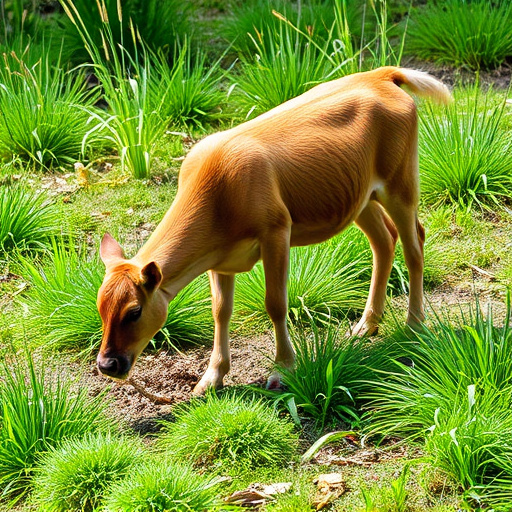 Ground-level feeder surrounded by grass