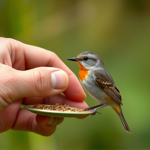 Hand feeding small wild bird UK