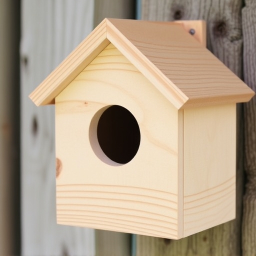 Handcrafted bird box with feeding hole