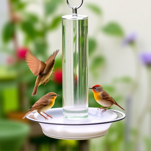 Hanging dish feeder attracting garden wrens