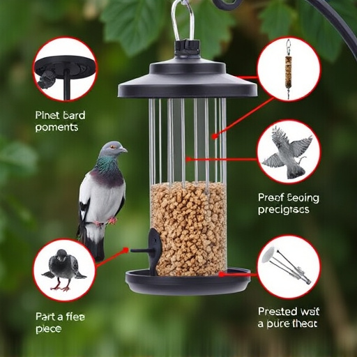 Hanging feeder with pigeon-proof features