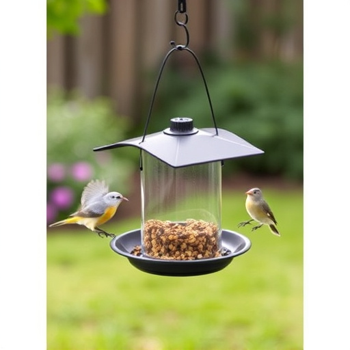 Hanging feeder with waste-catching tray