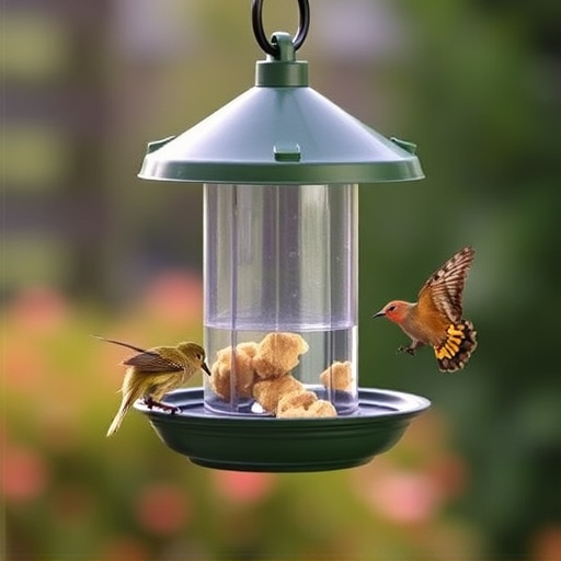 Hanging feeder with waste-catching tray