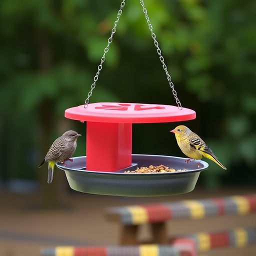 Hanging feeder with waste-catching tray