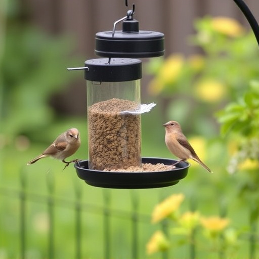 Hanging feeder with waste-catching tray