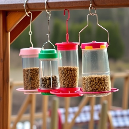 Hanging feeders attached to feeding station