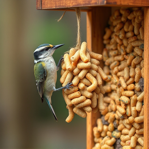 Hanging suet pellets with mealworm pieces