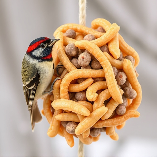 Hanging suet pellets with mealworm pieces