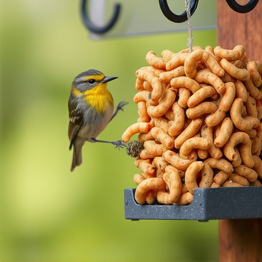 Hanging suet pellets with mealworm pieces