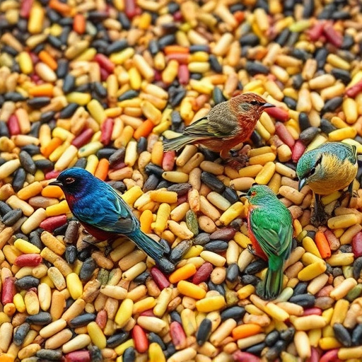 Heap of colourful wild bird seeds