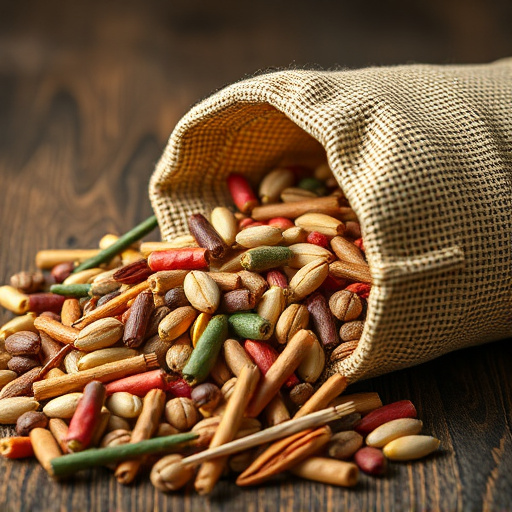 High-quality mixed seeds spilling from bag