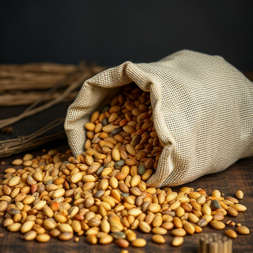 High-quality mixed seeds spilling from bag