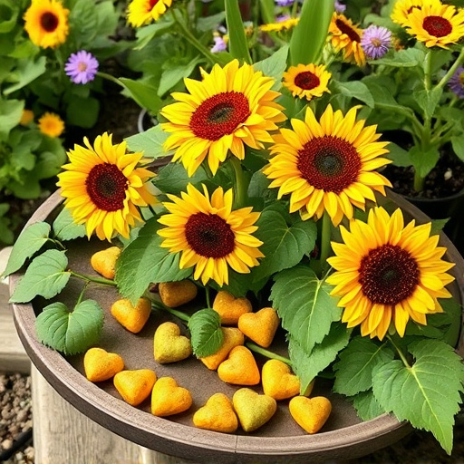 Hulled sunflower hearts on garden tray