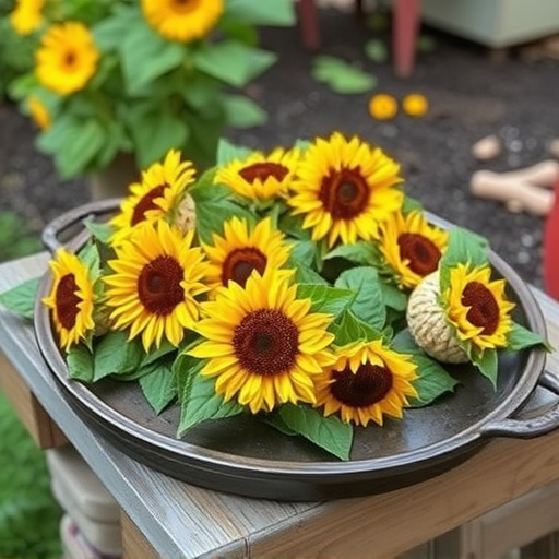 Hulled sunflower hearts on garden tray