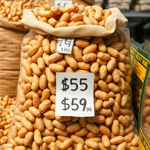 Large sack of peanuts with price tag