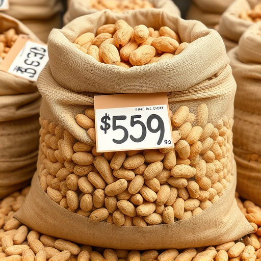Large sack of peanuts with price tag