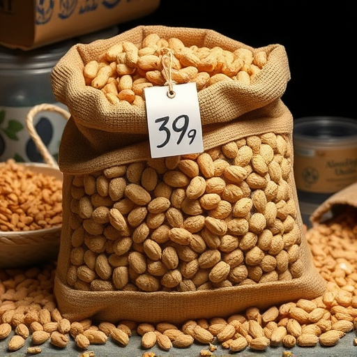 Large sack of peanuts with price tag