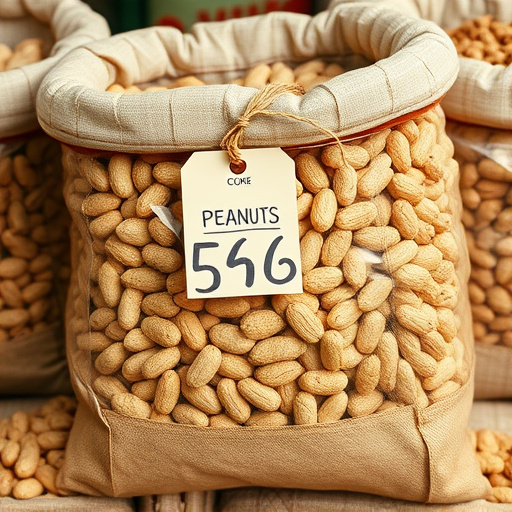 Large sack of peanuts with price tag