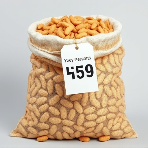 Large sack of peanuts with price tag