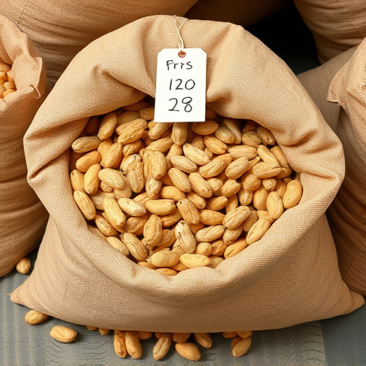 Large sack of peanuts with price tag
