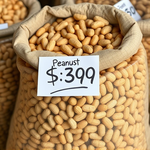Large sack of peanuts with price tag