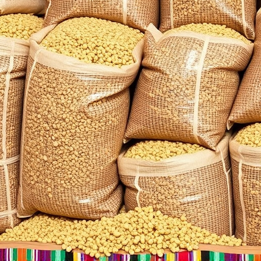 Large sacks of bird suet pellets