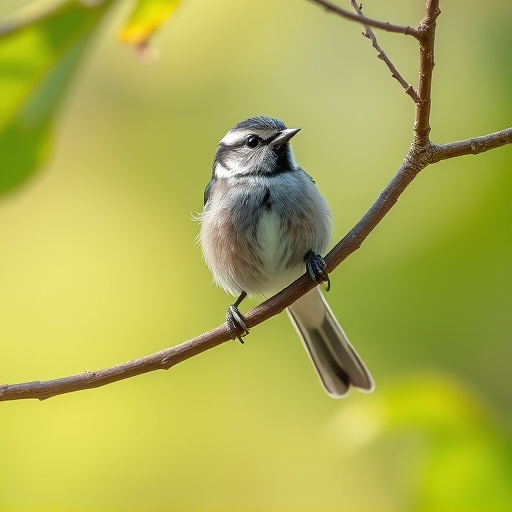 Long-tailed tit on tree branch
