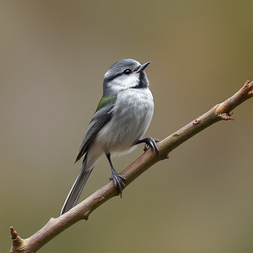 Long-tailed tit on tree branch