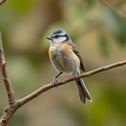 Long-tailed tit on tree branch