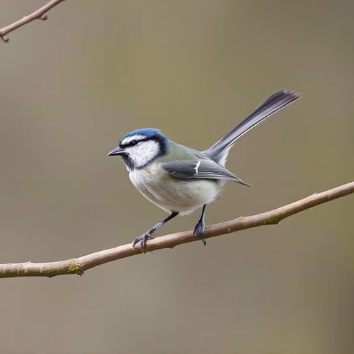 Long-tailed tit on tree branch