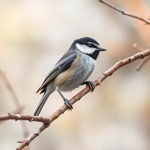 Long-tailed tit on tree branch