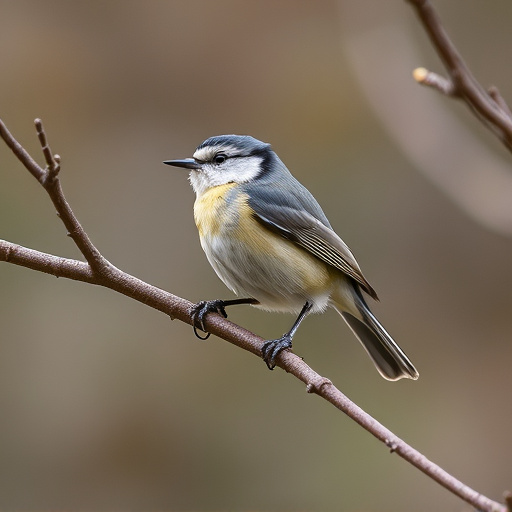 Long-tailed tit on tree branch