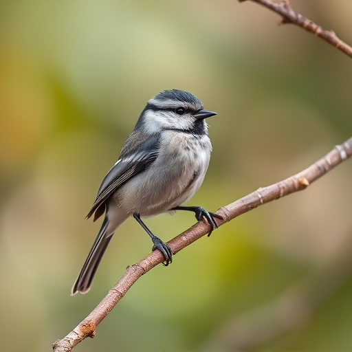 Long-tailed tit on tree branch
