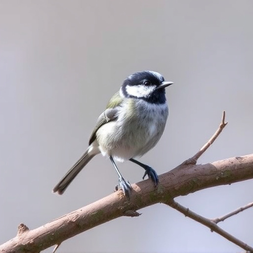 Long-tailed tit on tree branch