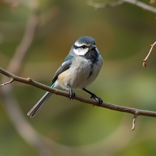 Long-tailed tit on tree branch