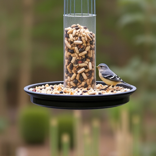 Low platform feeder with scattered seed mix