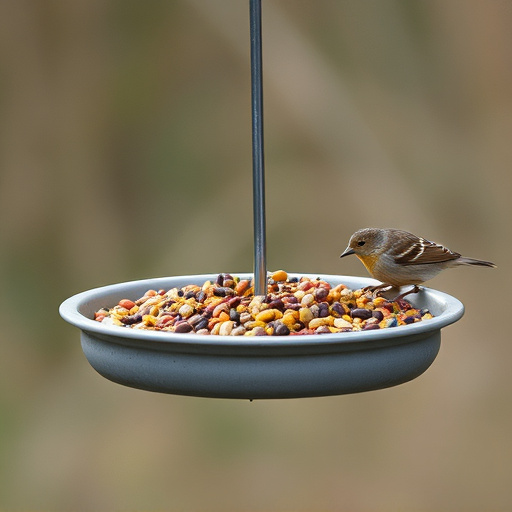 Low platform feeder with scattered seed mix