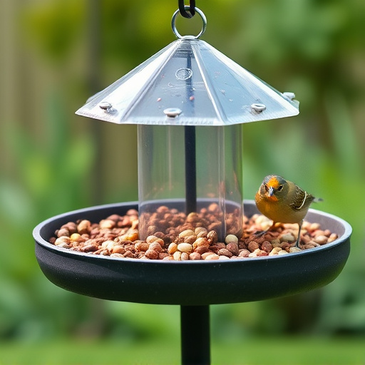 Low platform feeder with scattered seed mix