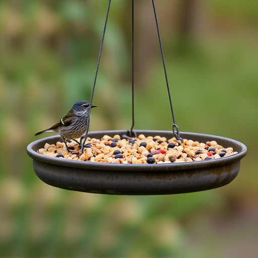 Low platform feeder with scattered seed mix