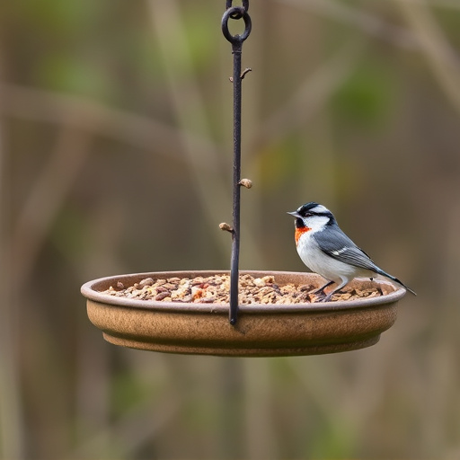 Low platform feeder with scattered seed mix