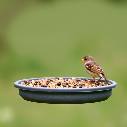 Low platform feeder with scattered seed mix