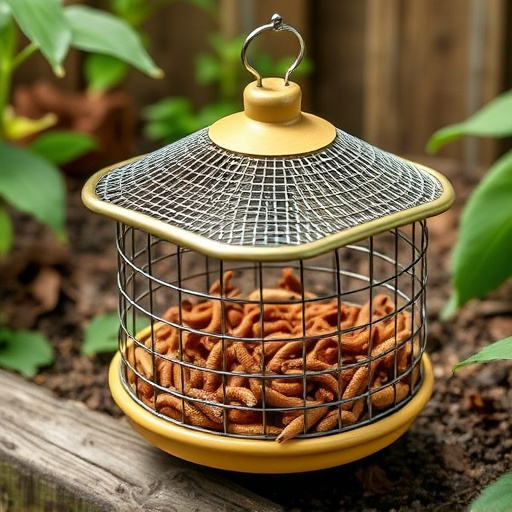 Mealworm feeder with protective wire mesh